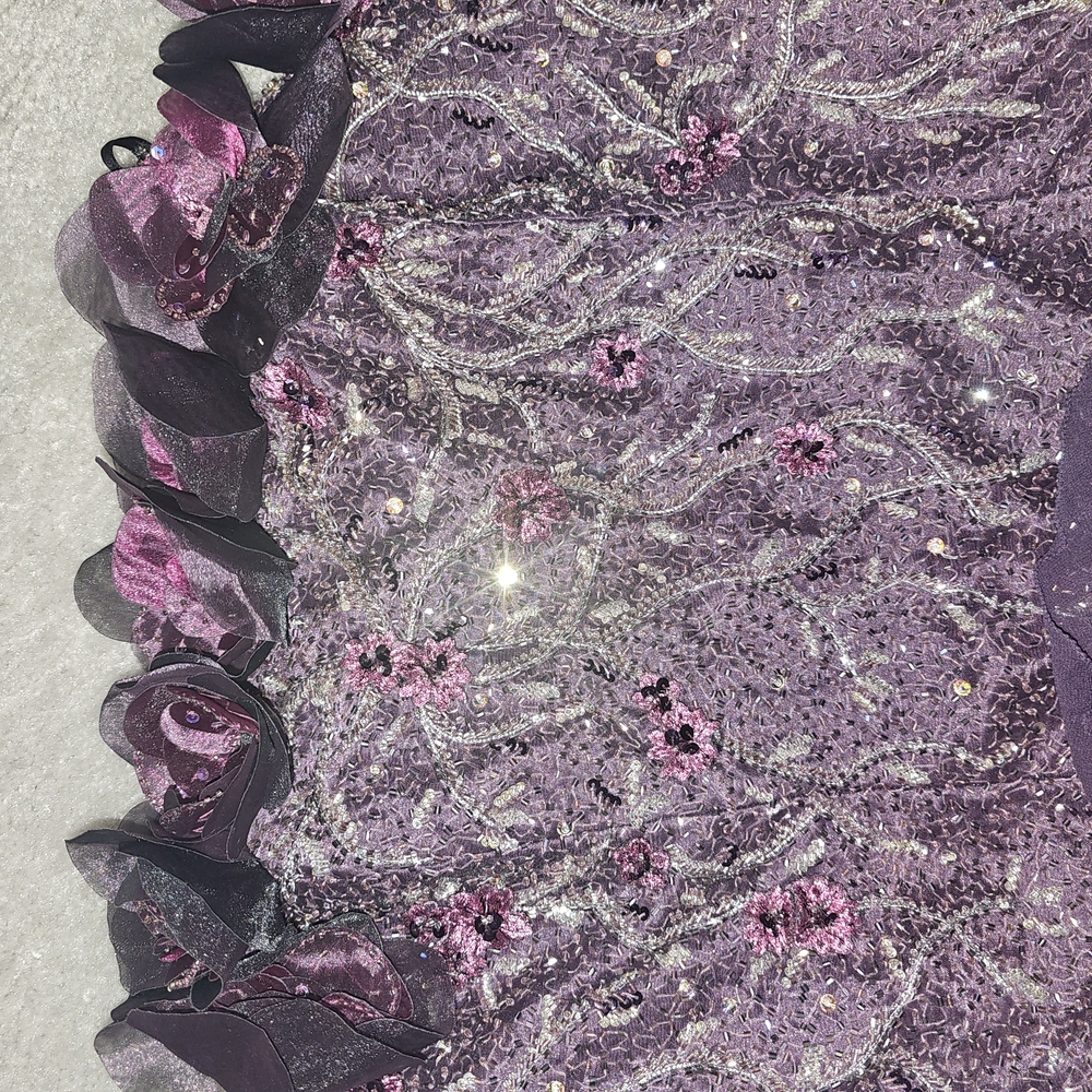 Purple and Black Floral Lace Skirt